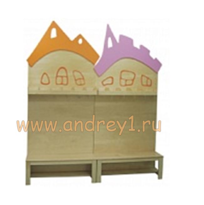 Шкаф для детской одежды "Замки" со скамьей